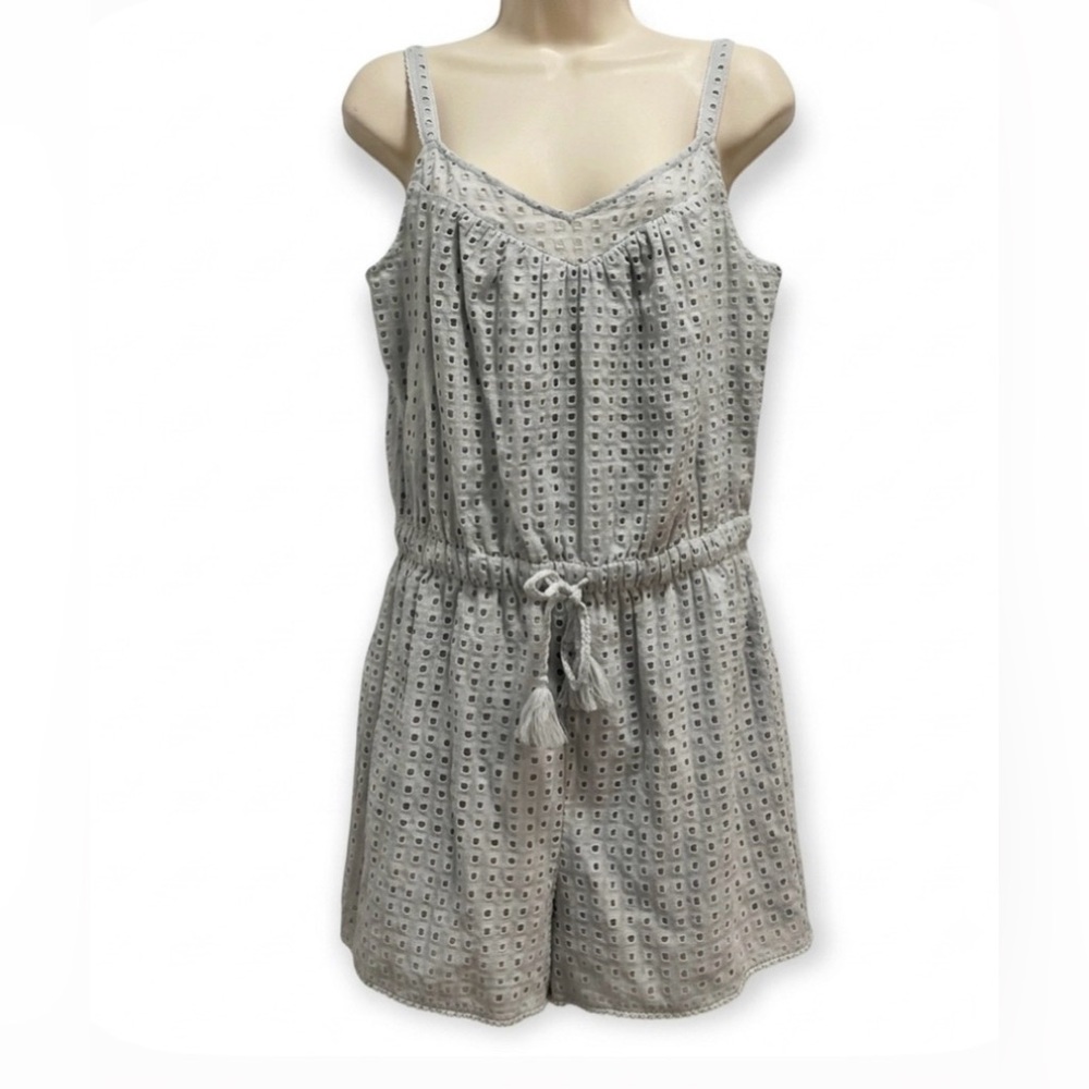 Gentle Fawn Light Sage Green Cotton Eyelet Shorts Romper - Small - NWT